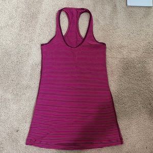 lululemon Cool Racerback CRB Hyper Stripe Raspberry Glo Plum Size 4